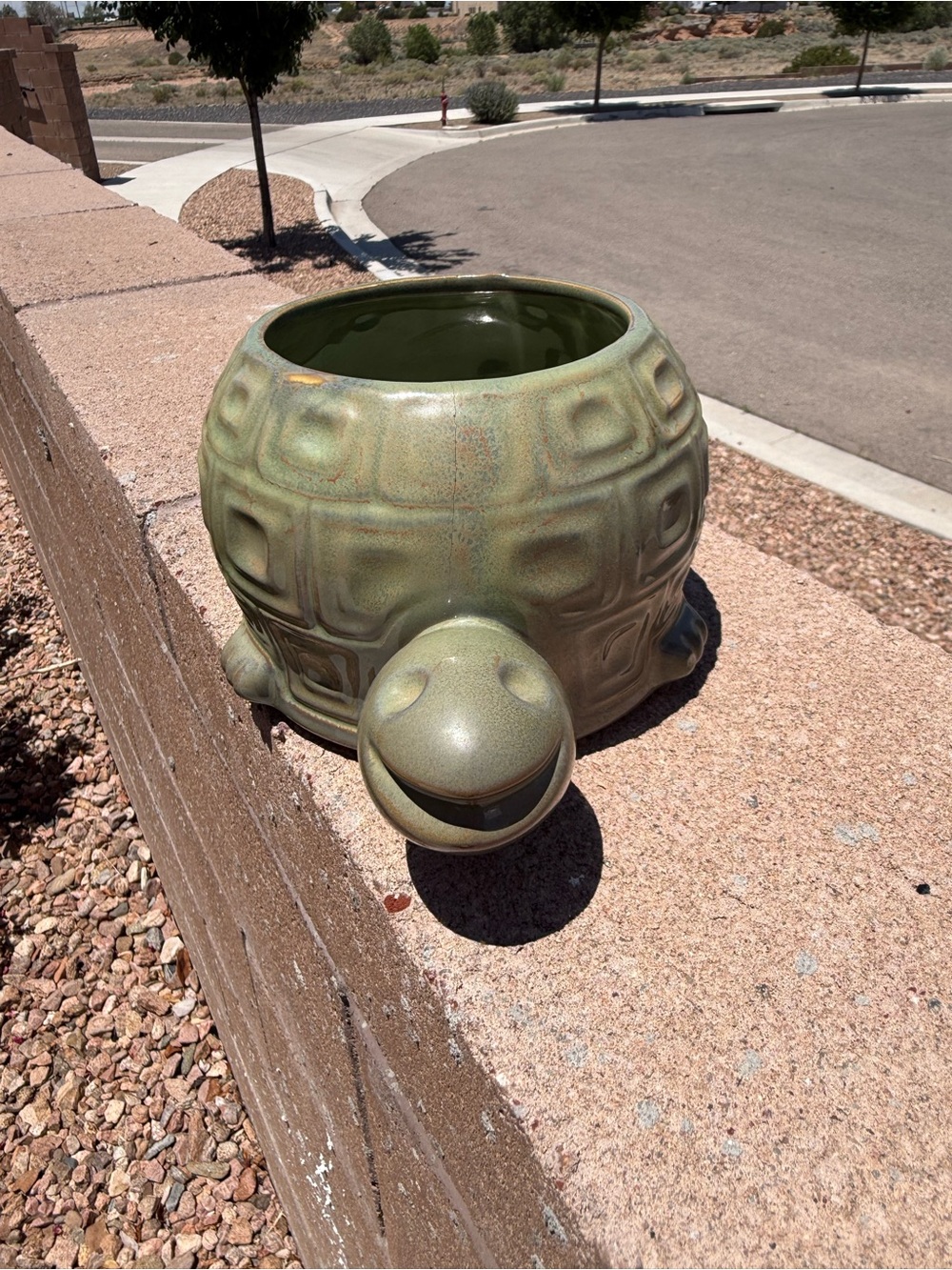 Vintage McCoy Pottery #740 Smiling Turtle Planter Green Tortoise Glaze USA
